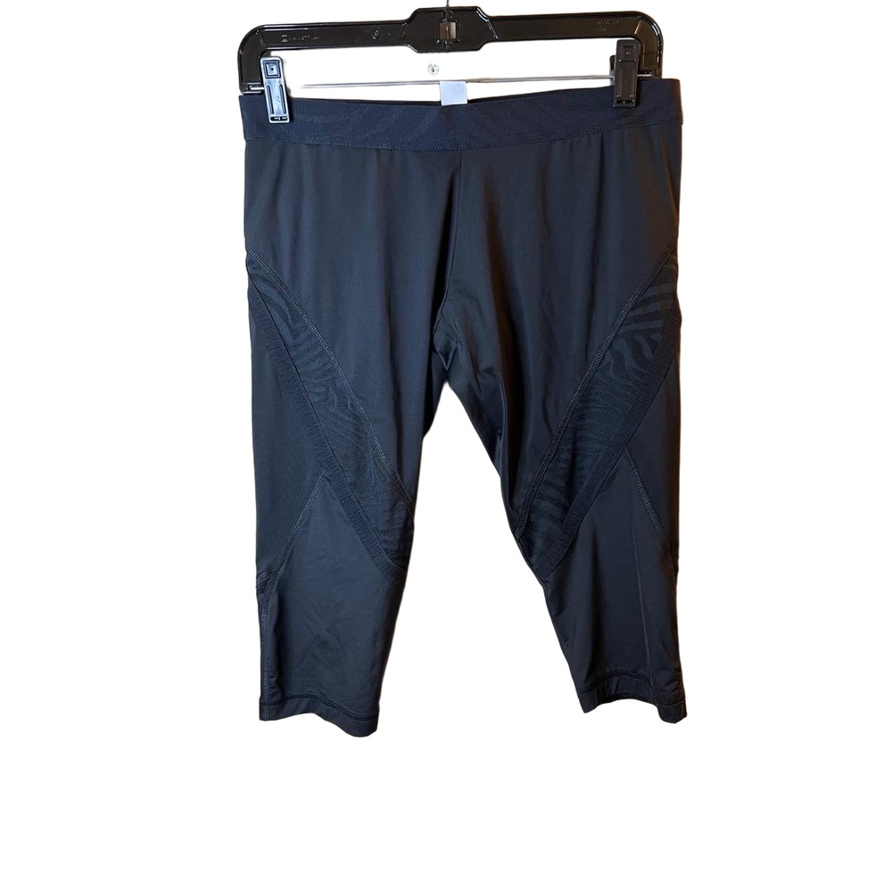 Adidas Stella McCartney Black Mesh Panel Stretch Capri Pants Medium